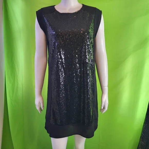 black glitter shirt dress Simply Be Black Sequin Shirt Dress main image 0